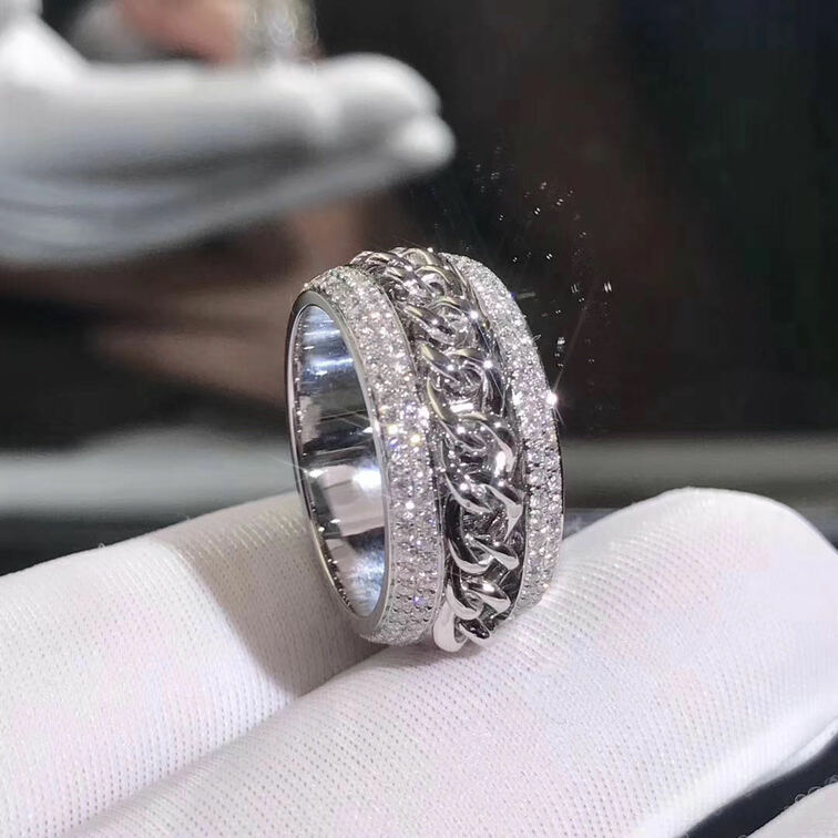 Piaget Possession Ring 18k White Gold Three Circle Turnable With Diamonds