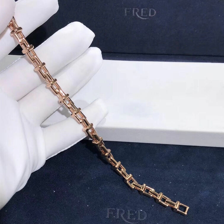 18k Pink Gold Tiffany T Chain Bracelet