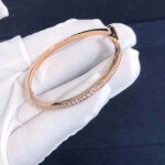 Custom 18k Rose Gold Tiffany T1 Narrow Diamond Hinged Bangle