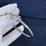 Custom 18k White Gold Tiffany T1 Narrow Diamond Hinged Bangle