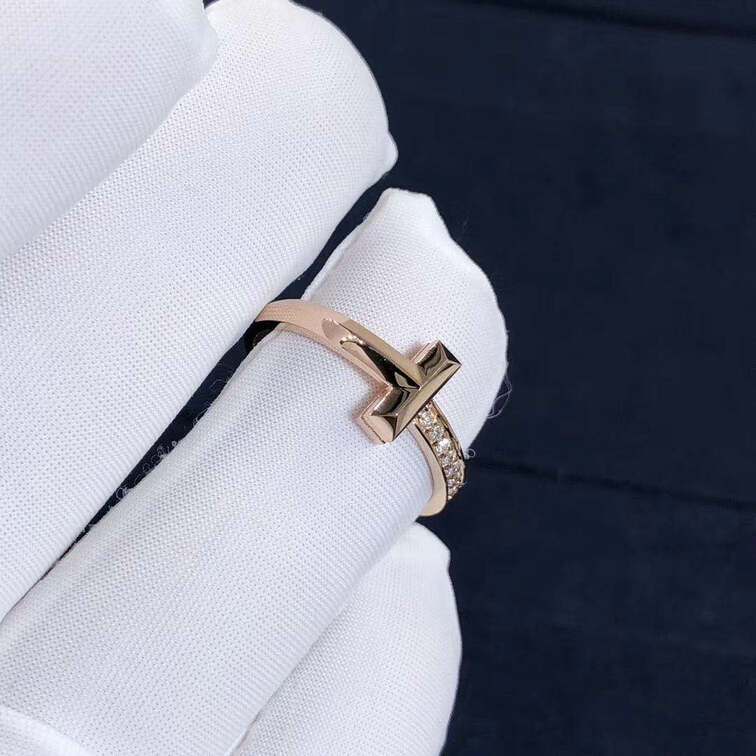 Custom Tiffany T1 Narrow Diamond Ring In 18k Rose Gold