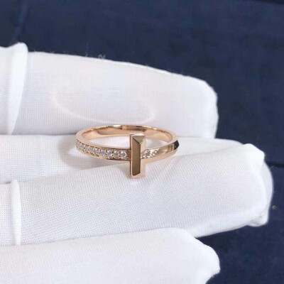 Custom Tiffany T1 Narrow Diamond Ring In 18k Rose Gold