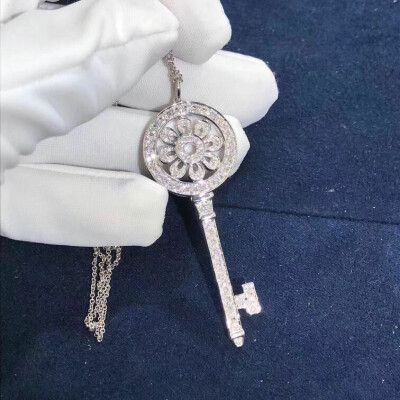 Iffany Co Petal Key Pendant Necklace Diamonds