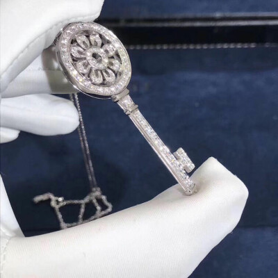 Iffany Co Petal Key Pendant Necklace Diamonds