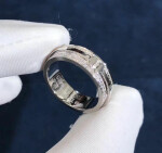 Inspired Tiffany T Two Narrow Ring In 18k White Gold With Pave Diamonds