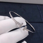 Tiffany Co 18k White Gold Tiffany T Diamond Wire Bracelet