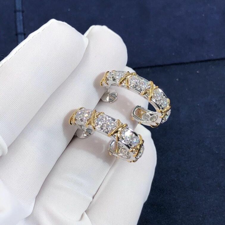 Tiffany Co Platinum Yellow Gold Jean Schlumberger Twenty Stone Diamond Earrings