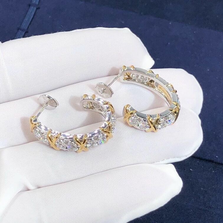 Tiffany Co Platinum Yellow Gold Jean Schlumberger Twenty Stone Diamond Earrings