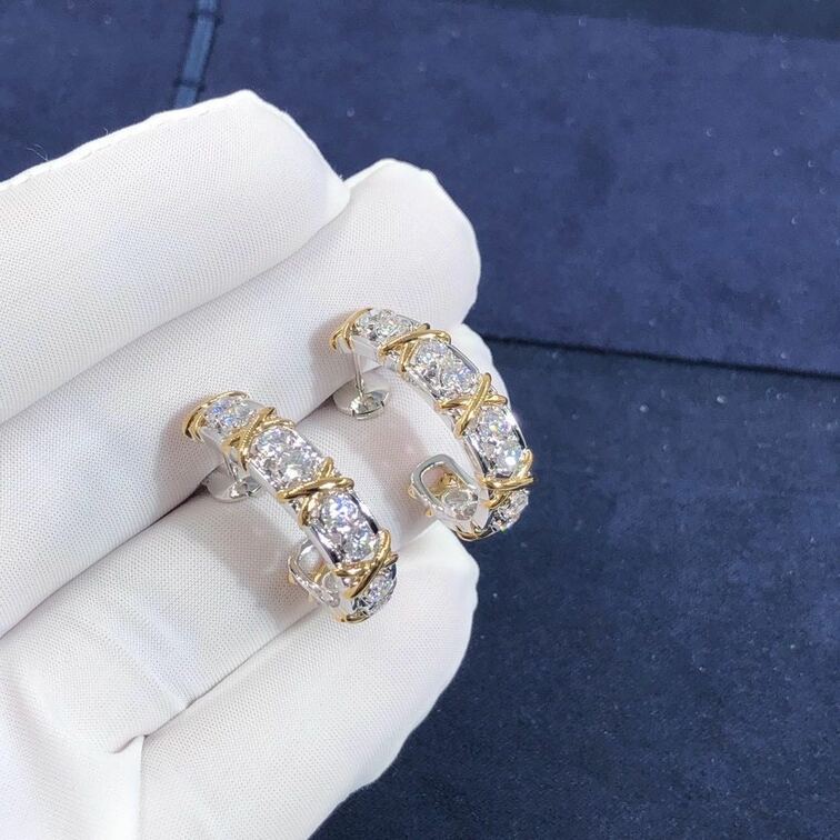 Tiffany Co Platinum Yellow Gold Jean Schlumberger Twenty Stone Diamond Earrings