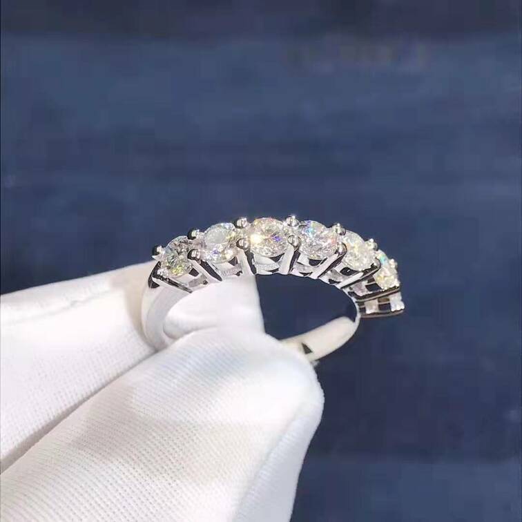Tiffany Embrace Band Ring In Platinum With A Half Circle Of Round Brilliant Diamonds