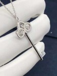Tiffany Fleur De Lis Key Pendant Necklace 18kt White Gold Set With Diamonds