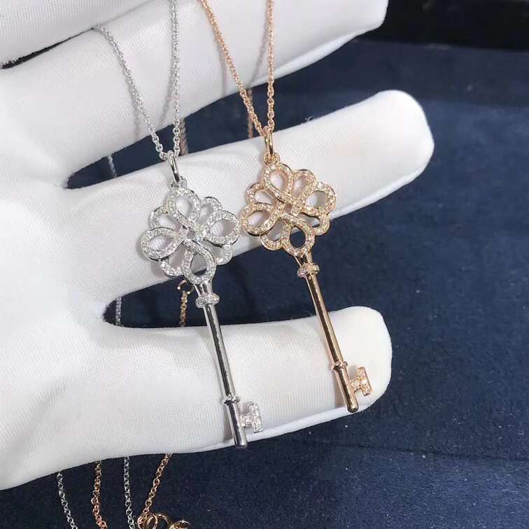 Tiffany Keys Knot Key Pendant Necklace With Diamonds