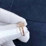 Tiffany T Ring T Two 18k Rose Gold White Mother Of Pearl With Diamonds
