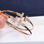 Tiffany T Wire Bracelet 18k Pink Gold With Diamonds