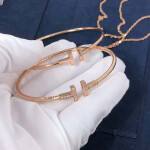 Tiffany T Wire Bracelet 18k Pink Gold With Diamonds