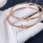 Tiffany T Wire Bracelet 18k Pink Gold With Diamonds