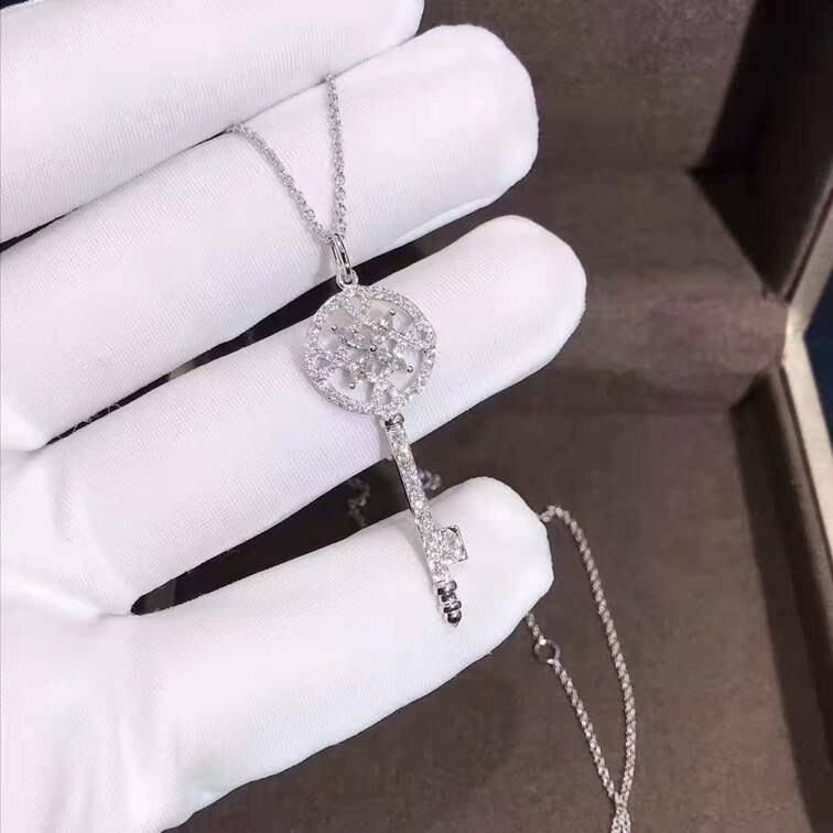 Tiffany Victoria Round Key Pendant In Platinum With Pave Diamonds