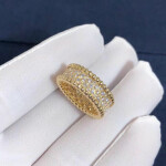 Inspired 18k Yellow Gold Van Cleef Arpels Perlee Diamonds Band Ring