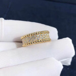 Inspired 18k Yellow Gold Van Cleef Arpels Perlee Diamonds Band Ring
