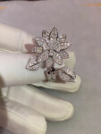 Inspired Van Cleef And Arpels Diamond Lotus Between The Finger Ring 18k White Gold