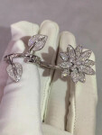 Inspired Van Cleef And Arpels Diamond Lotus Between The Finger Ring 18k White Gold
