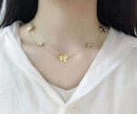 Solid Real Van Cleef Arpels Frivole Necklace 9 Flowers Yellow Gold Diamond