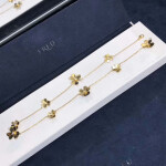 Solid Real Van Cleef Arpels Frivole Necklace 9 Flowers Yellow Gold Diamond