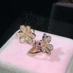 Van Cleef Arpels 18k Rose Gold And Diamond Frivole Earrings