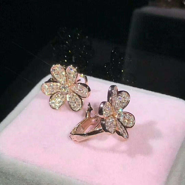Van Cleef Arpels 18k Rose Gold And Diamond Frivole Earrings