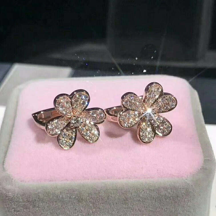 Van Cleef Arpels 18k Rose Gold And Diamond Frivole Earrings