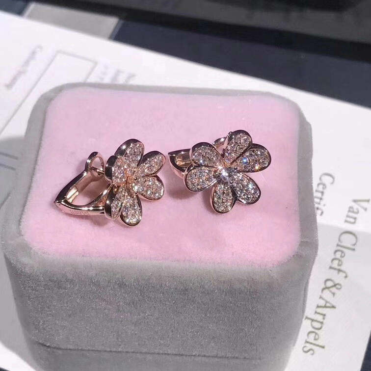 Van Cleef Arpels 18k Rose Gold And Diamond Frivole Earrings