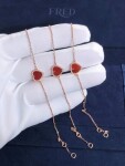 Van Cleef Arpels 18k Rose Gold Carnelian Sweet Alhambra Heart Bracelet