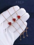 Van Cleef Arpels 18k Rose Gold Carnelian Sweet Alhambra Heart Bracelet