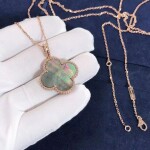 Van Cleef Arpels 18k Rose Gold Gray Mother Of Pearl Magic Alhambra 1 Motif Long Necklace