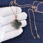 Van Cleef Arpels 18k Rose Gold Gray Mother Of Pearl Magic Alhambra 1 Motif Long Necklace