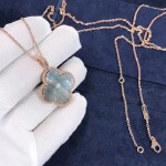 Van Cleef Arpels 18k Rose Gold Gray Mother Of Pearl Magic Alhambra 1 Motif Long Necklace