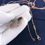 Van Cleef Arpels 18k Rose Gold Gray Mother Of Pearl Magic Alhambra 1 Motif Long Necklace