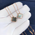 Van Cleef Arpels 18k Rose Gold Gray Mother Of Pearl Vintage Alhambra Pendant