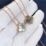 Van Cleef Arpels 18k Rose Gold Gray Mother Of Pearl Vintage Alhambra Pendant