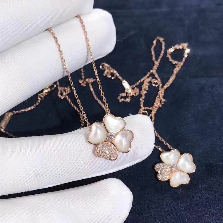 Van Cleef Arpels 18k Rose Gold Mother Of Pearl And Diamond Cosmos Medium Clip Pendant
