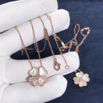 Van Cleef Arpels 18k Rose Gold Mother Of Pearl And Diamond Cosmos Medium Clip Pendant