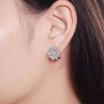 Van Cleef Arpels 18k White Gold And Diamond Lotus Medium Model Earrings
