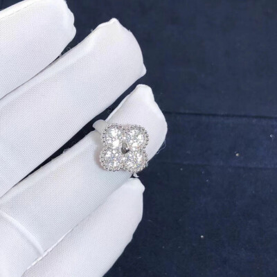 Van Cleef Arpels 18k White Gold Vintage Alhambra Diamond Ring