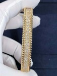 Van Cleef Arpels 18k Yellow Gold 3 Row Perlee Diamonds Bracelet