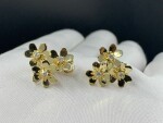 Van Cleef Arpels 18k Yellow Gold Diamond Mini Frivole 3 Flowers Earrings