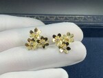 Van Cleef Arpels 18k Yellow Gold Diamond Mini Frivole 3 Flowers Earrings
