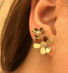Van Cleef Arpels 18k Yellow Gold Frivole Diamond Earrings