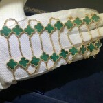 Van Cleef Arpels 18k Yellow Gold Malachite 20 Motifs Vintage Alhambra Bracelet
