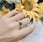 Van Cleef Arpels 18k Yellow Gold Perlee Couleurs Variation Malachite Ring