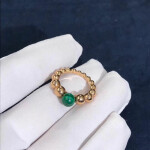 Van Cleef Arpels 18k Yellow Gold Perlee Couleurs Variation Malachite Ring